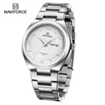 NAVIFORCE NF8030 Stainless Steel Analog Watch For Men - White & Silver - Image 2