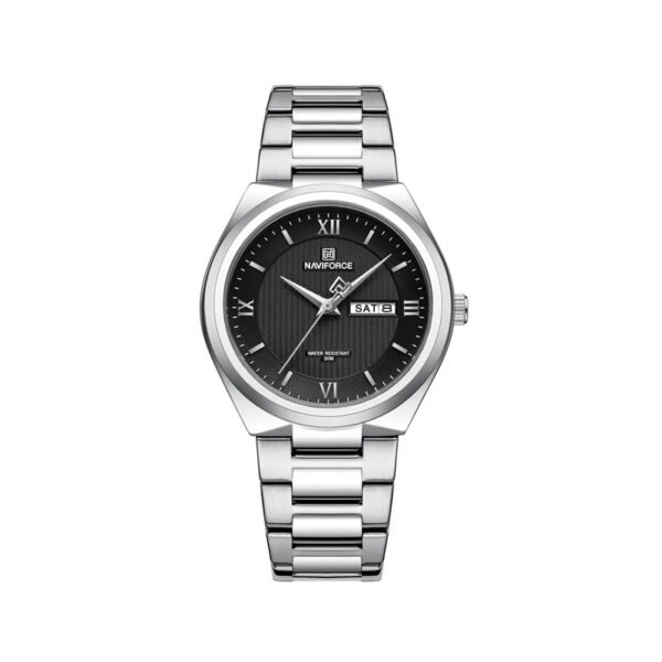 NAVIFORCE NF8030 Silver Stainless Steel Analog Watch For Men - Black & Silver