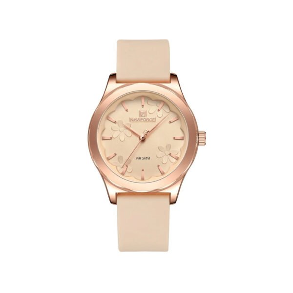 Naviforce Wristwatch Silicone Rubber Bracelet Casual for Women (NF5051)-Rose Gold