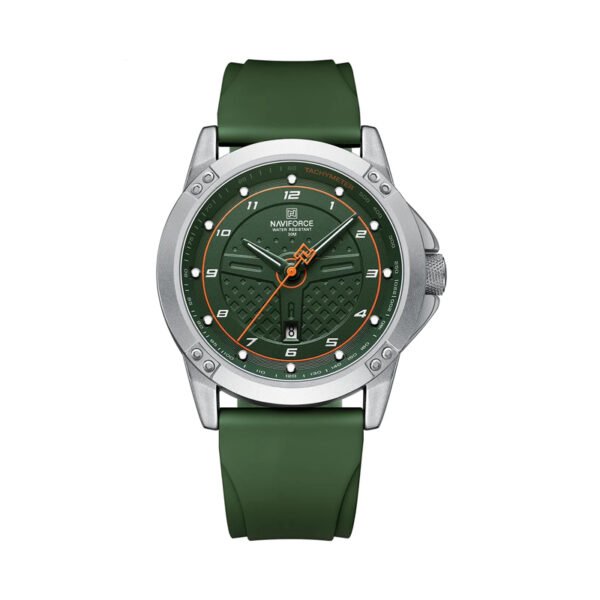 Naviforce 8031 Luxury Waterproof Silicon Strap Men’s Watch – Silver Green