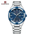 Naviforce 9218 Convenient Stainless Steel Strap Men’s Watch-Silver Blue