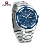 Naviforce 9218 Convenient Stainless Steel Strap Men’s Watch-Silver Blue - Image 2