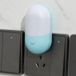 Led Mini Night Light Switch Plug-In Led Light Eye Protection Night Light Lamp Use For Bedside Baby Feeding Living Room Sky Blue Colour