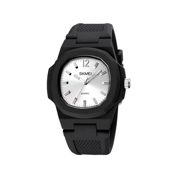SKMEI 1717 Retro Silicone Band Watch for Unisex-Black & White