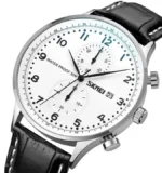 SKMEI 9301 Premium Leather Men Quartz Analog Watch -Black Blue - Image 2