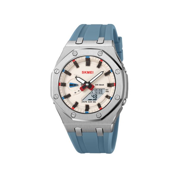 SKMEI 2243 Duel Display Luxury Wrist Watch for Men-White Blue
