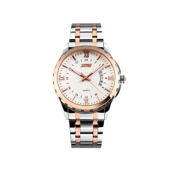SKMEI 9069 High Quality Stainless Luminous Steel Quartz Watch For Men - Silver Rose Gold