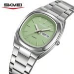 Skmei 2420 Multifunctional Quartz Watch for Men-Silver & Green - Image 2