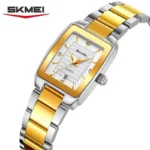 SKMEI 2578 Waterproof Rhinestone Case Fashionable Quartz Ladies Watch - Silver Gold - Image 2
