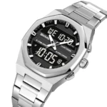 SKMEI 2624 Analog Digital Quartz Wrist Watch For Men - Silver - Image 2