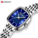 CURREN 9093 Analog Luxury Square Classic Women’s Watch -Silver Blue - Image 2