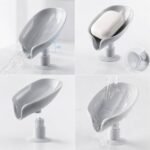 Leaf Shape Soap Box Drain Soap Rack Bathroom Shower Soap Holder Ash Colour - Image 2