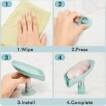 Leaf Shape Soap Box Drain Soap Rack Bathroom Shower Soap Holder Blue Colour - Image 2