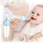 Baby Food Dispenser Spoon, Baby Spoon Bottle Squeeze Feeder, Infant Fruit Kids Silicone Bottle, Toddlers Boys Girls (Blue)
