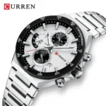 CURREN 8481 Active Chronograph Luminous Watch For Men – Silver - Image 2
