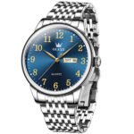 Olevs 5535 Stainless Steel Analog Wrist Watch For Men- Silver Blue - Image 2