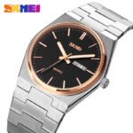 Skmei 9288 Quartz Stainless-Steel Men’s Watch–Rose Gold Black - Image 2