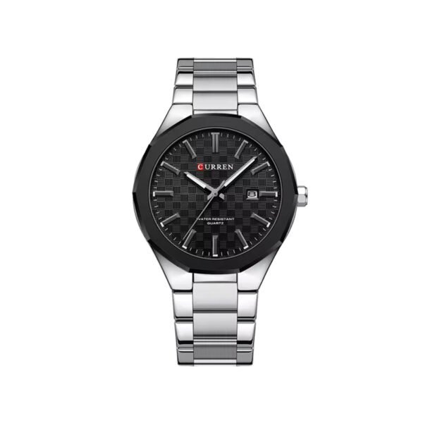 Curren 8477 Stainless Steel Analog Quartz Watch for Men -Silver Black