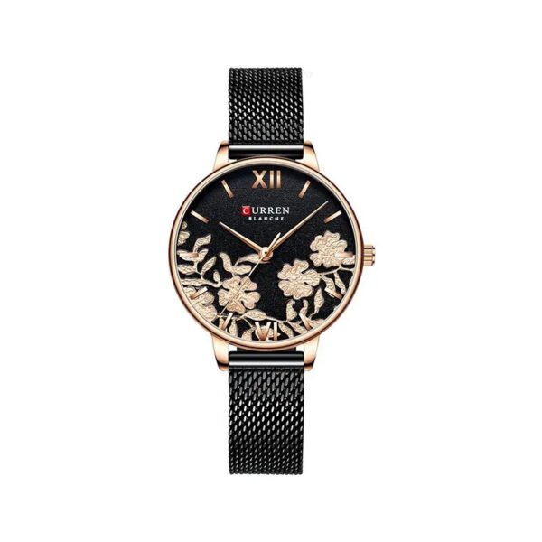 Curren 9065 Stainless Steel Strap Watch for Women- Black