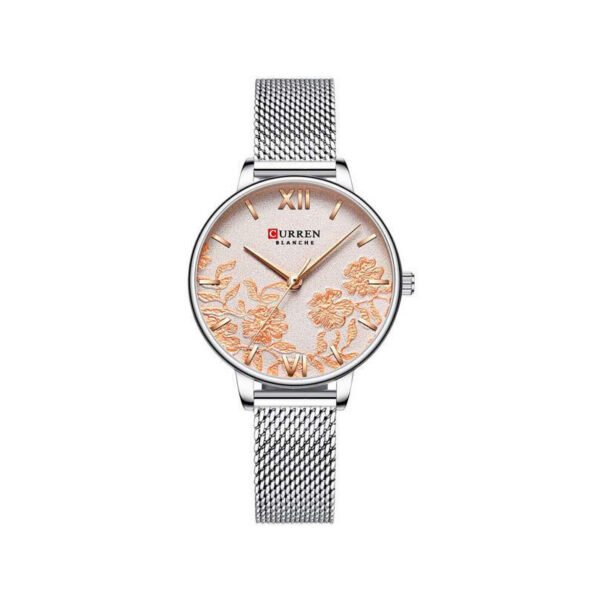 Curren 9065 Quartz Watch Luxury Stainless Steel Strap for Women- Silver
