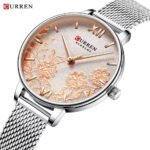 Curren 9065 Quartz Watch Luxury Stainless Steel Strap for Women- Silver - Image 2