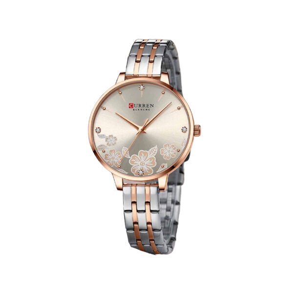 CURREN 9068 Luxury Steel Strap Quartz Ladies Watch- Silver Gold