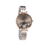CURREN 9068 Luxury Steel Strap Quartz Ladies Watch- Coffee