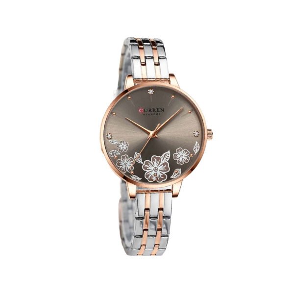 CURREN 9068 Luxury Steel Strap Quartz Ladies Watch- Coffee