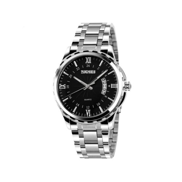 SKMEI 9069 High Quality Stainless Luminous Steel Quartz Watch For Men - Silver Black