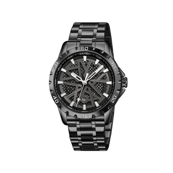 Skmei 9337 Quartz Hollow Out Dial Waterproof Stainless Steel Srap Watch-Black