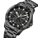 Skmei 9337 Quartz Hollow Out Dial Waterproof Stainless Steel Srap Watch-Black - Image 2