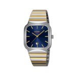 Skmei 9361 Square Quartz Watch for Men- Silver Gold & Blue