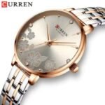 CURREN 9068 Luxury Steel Strap Quartz Ladies Watch- Silver Gold - Image 2