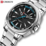 Curren 8455 Luxury Stainless Steel Men’s Watch – Silver & Black - Image 2
