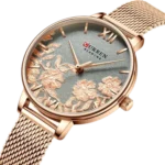 Curren 9065 Small Dial Pattern Women’s Watch -Gold - Image 2