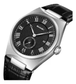 SKMEI 9390 Luxury Men’s Roman Dial Quartz Watch- Black - Image 2