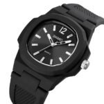 SKMEI 1717 Retro Silicone Band Casual Analog Quartz Sport Watch-Black - Image 2