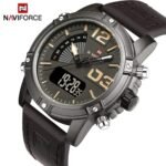 NAVIFORCE NF9095 Luminous Faux Leather Strap Analog Digital Watch for Men- Chocolate - Image 2