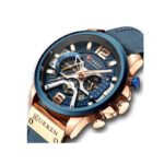 Curren 8329 Leather Band Waterproof Men’s Watch - Rose Gold Blue - Image 2