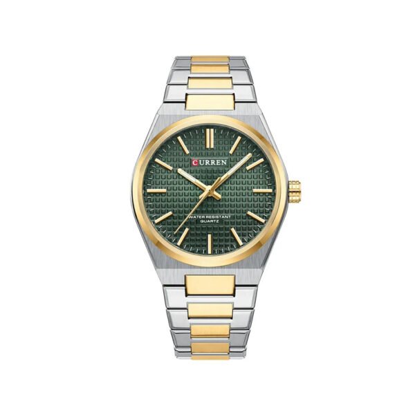 Curren 8439 Luxury Stainless Steel Men's Watch–Silver Gold & Green