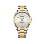 Curren 9090 Stainless Steel Men's Watch- Gold & Sliver