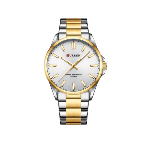 Curren 9090 Stainless Steel Men's Watch- Gold & Sliver