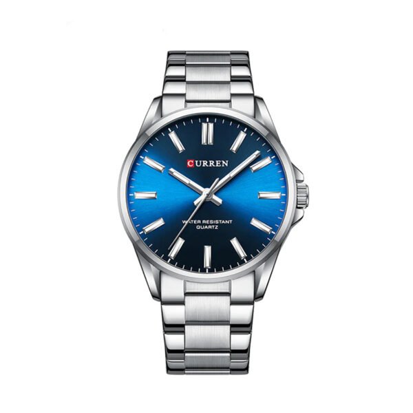 Curren 9090 Stainless Steel Men's Watch- Silver Blue