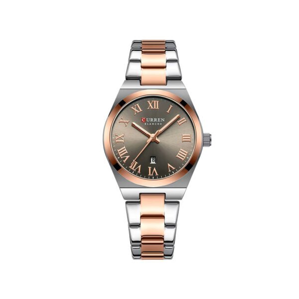 CURREN 9095 Analog Stainless Steel Wrist Watch For Womens -Ash & Rose Gold