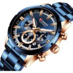 CURREN 8355 Multi-function Steel Strap Watch for Men- Blue - Image 2