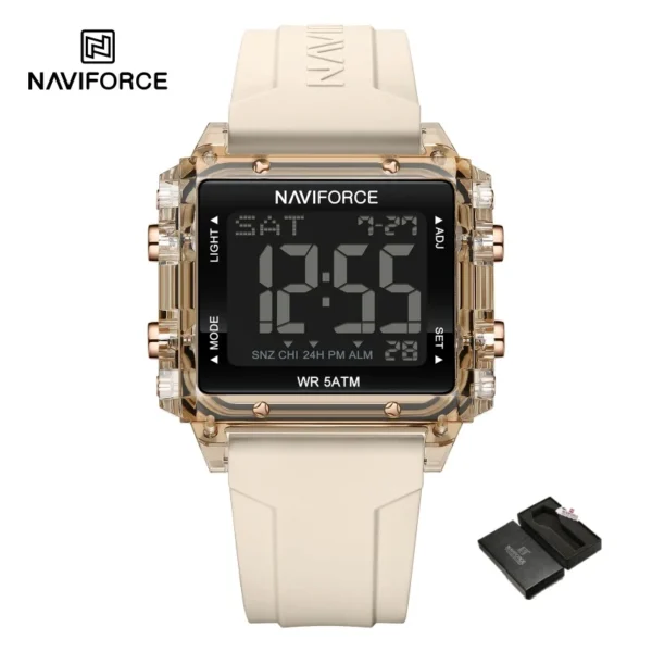 NAVIFORCE NF7101 Silicone Strap Unisex Watch-Rose Gold
