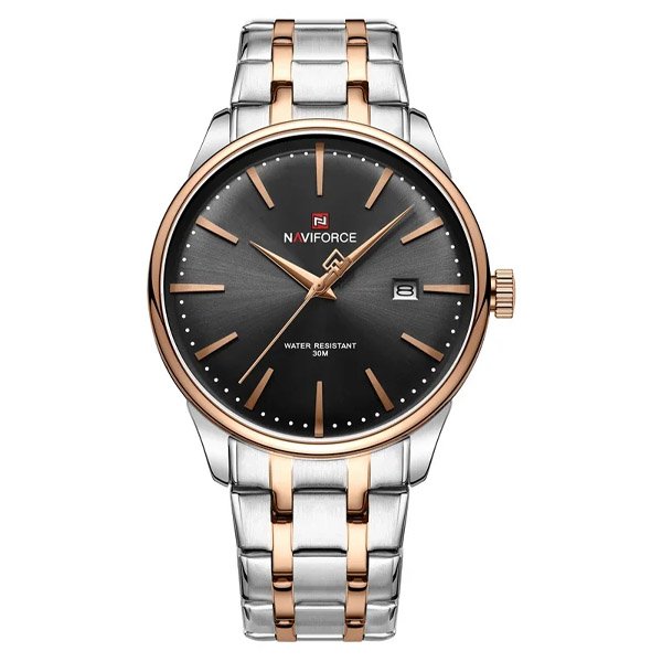 Naviforce NF9230 Gentle Flutter Men’s Watch- Black & Rose Gold
