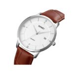 Skmei 1801 Stainless Steel Leather Band Men’s Watch-Brown - Image 2