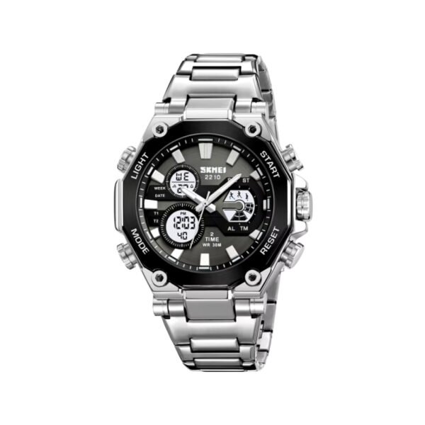 Skmei 2210 Dual Time Display Digital Watch for Men- Silver