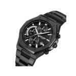 Skmei 2452 Chronograph Luminous Stainless Steel Quartz Watch for Men- Black - Image 2